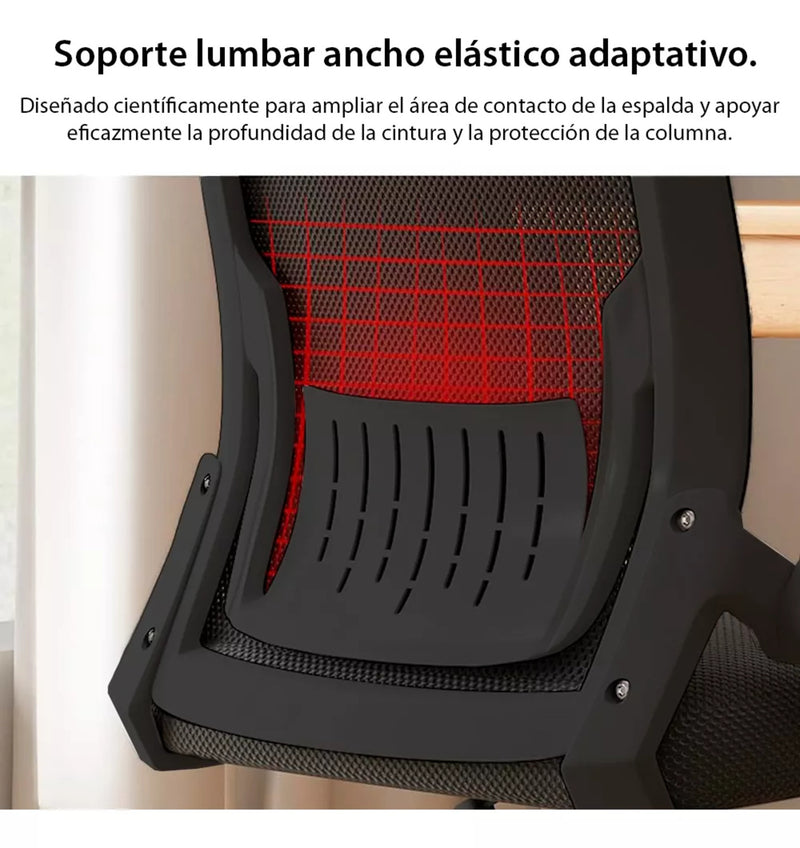 Silla Oficina Ejecutiva Ergonómica Giratoria Reposa Cuello Soporte Lumbar Negro