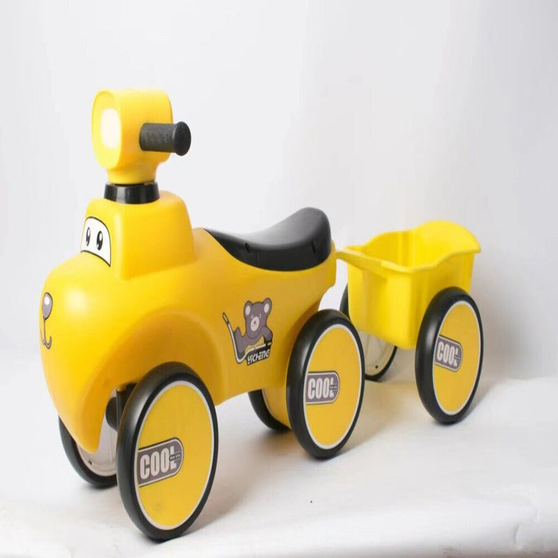 Coche De Equilibrio Carrito Para Niños Musical Luces Paseo Con Remolque - Amarillo