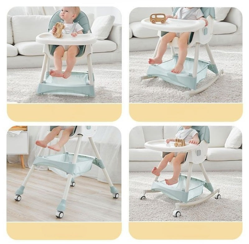 Silla De Comer Para Bebe Con Ruedas Plegable Regulable Mesedora Niños