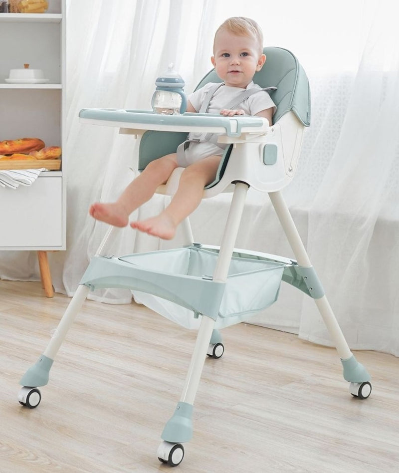 Silla De Comer Para Bebe Con Ruedas Plegable Regulable Mesedora Niños