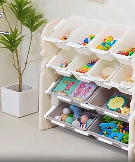 Estante Organizador De Juguetes Dormitorio Niños Hogar Blanco + Ruedas