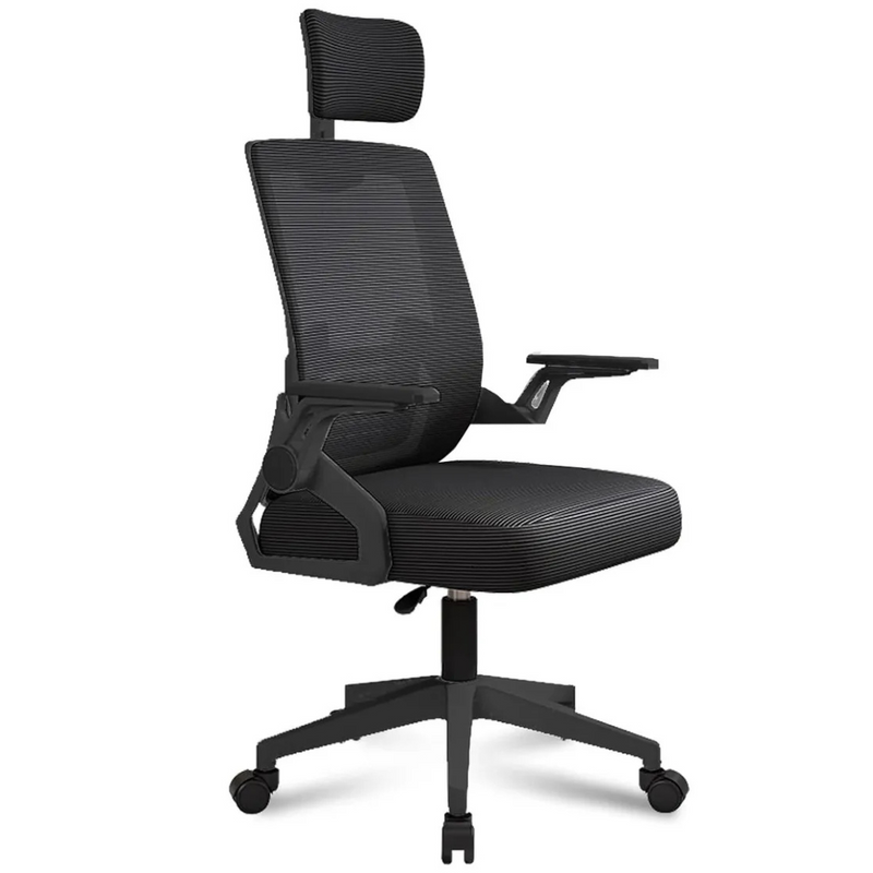 Silla Oficina Ejecutiva Ergonómica Giratoria Reposa Cuello Soporte Lumbar Negro